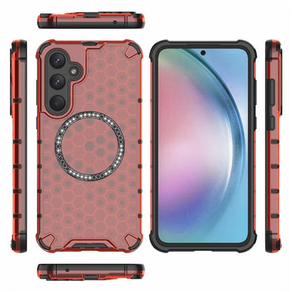 For Samsung Galaxy A55 5G Case Honeycomb Heat Dissipation TPU+PC Magnetic Phone Cover