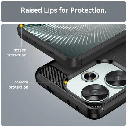 For Xiaomi Redmi Turbo 3 5G / Poco F6 5G Case Carbon Fiber Texture Shockproof Brushed TPU Phone Cover