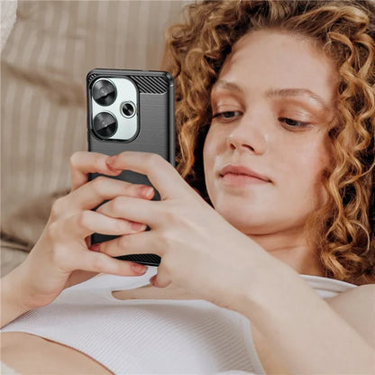 For Xiaomi Redmi Turbo 3 5G / Poco F6 5G Case Carbon Fiber Texture Shockproof Brushed TPU Phone Cover