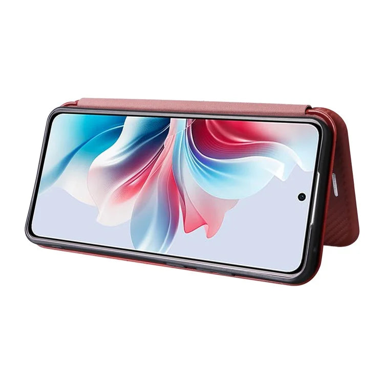For Oppo Reno11 F 5G Phone Case Magnetic Carbon Fiber Texture Leather Flip Cover Full Protection