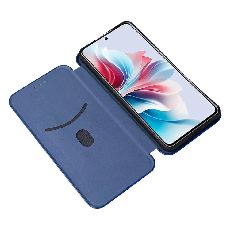 For Oppo Reno11 F 5G Phone Case Magnetic Carbon Fiber Texture Leather Flip Cover Full Protection