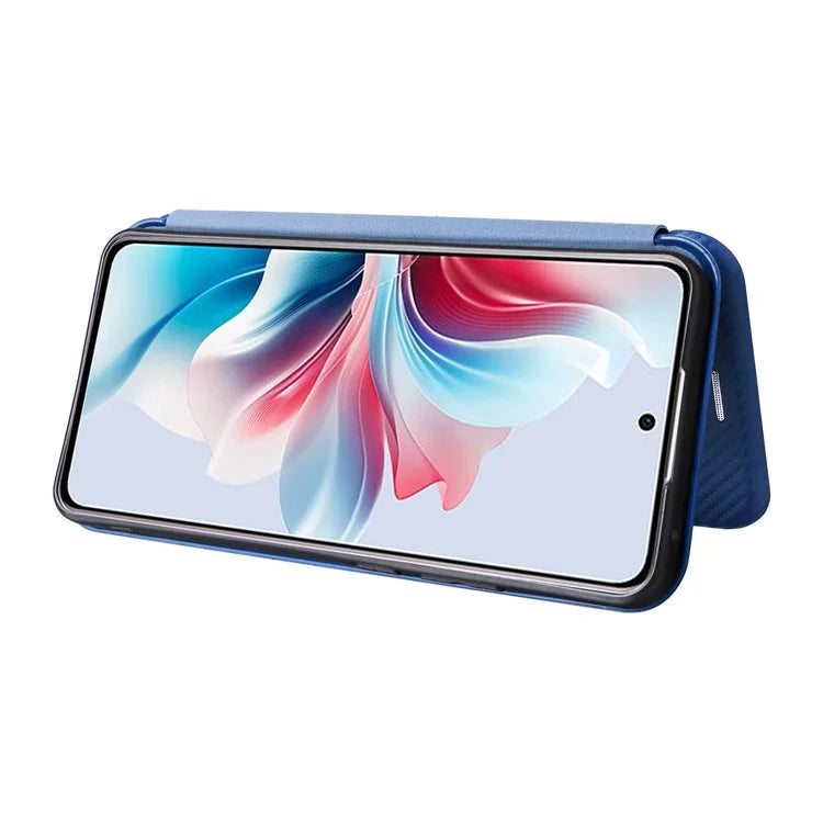 For Oppo Reno11 F 5G Phone Case Magnetic Carbon Fiber Texture Leather Flip Cover Full Protection