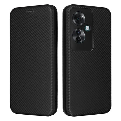 For Oppo Reno11 F 5G Phone Case Magnetic Carbon Fiber Texture Leather Flip Cover Full Protection
