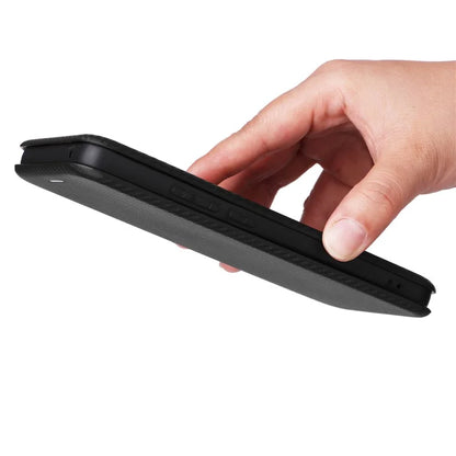 For Oppo Reno11 F 5G Phone Case Magnetic Carbon Fiber Texture Leather Flip Cover Full Protection