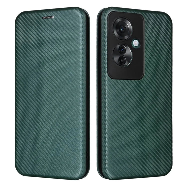For Oppo Reno11 F 5G Phone Case Magnetic Carbon Fiber Texture Leather Flip Cover Full Protection
