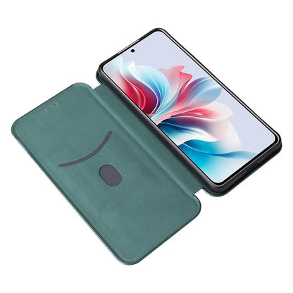 For Oppo Reno11 F 5G Phone Case Magnetic Carbon Fiber Texture Leather Flip Cover Full Protection