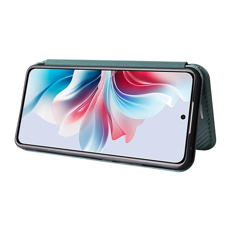 For Oppo Reno11 F 5G Phone Case Magnetic Carbon Fiber Texture Leather Flip Cover Full Protection