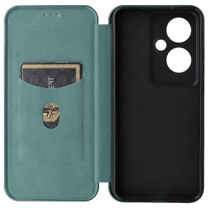 For Oppo Reno11 F 5G Phone Case Magnetic Carbon Fiber Texture Leather Flip Cover Full Protection