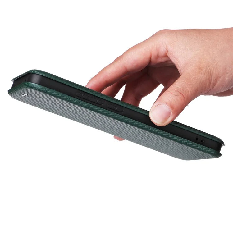 For Oppo Reno11 F 5G Phone Case Magnetic Carbon Fiber Texture Leather Flip Cover Full Protection