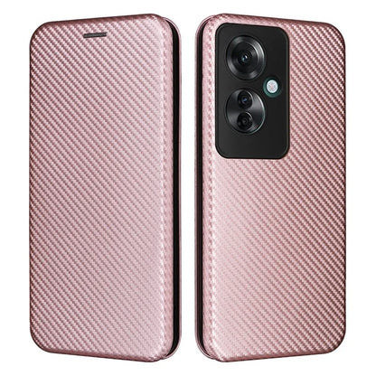For Oppo Reno11 F 5G Phone Case Magnetic Carbon Fiber Texture Leather Flip Cover Full Protection