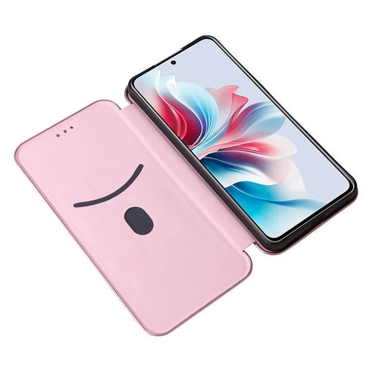 For Oppo Reno11 F 5G Phone Case Magnetic Carbon Fiber Texture Leather Flip Cover Full Protection