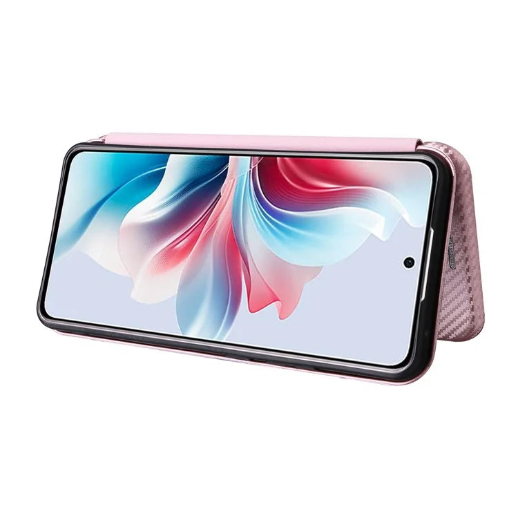 For Oppo Reno11 F 5G Phone Case Magnetic Carbon Fiber Texture Leather Flip Cover Full Protection