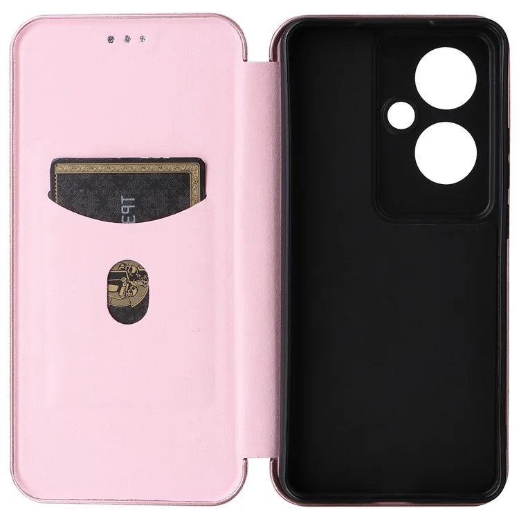 For Oppo Reno11 F 5G Phone Case Magnetic Carbon Fiber Texture Leather Flip Cover Full Protection