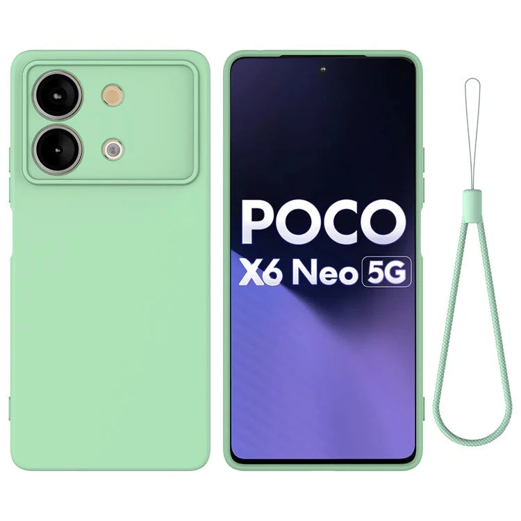 For Xiaomi Poco X6 Neo 5G / Redmi Note 13R Pro 5G Case Liquid Silicone Anti-Scratch Phone Cover with Strap