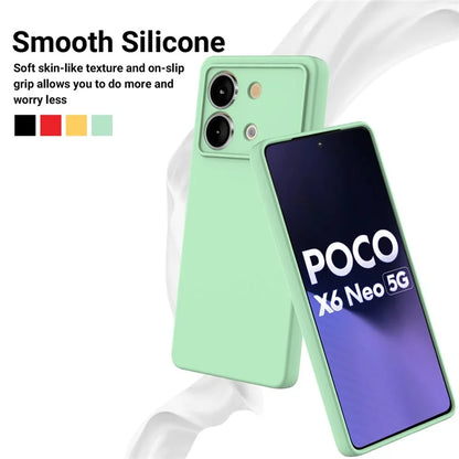 For Xiaomi Poco X6 Neo 5G / Redmi Note 13R Pro 5G Case Liquid Silicone Anti-Scratch Phone Cover with Strap