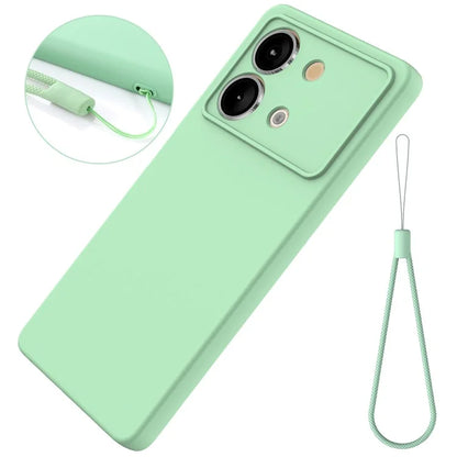 For Xiaomi Poco X6 Neo 5G / Redmi Note 13R Pro 5G Case Liquid Silicone Anti-Scratch Phone Cover with Strap