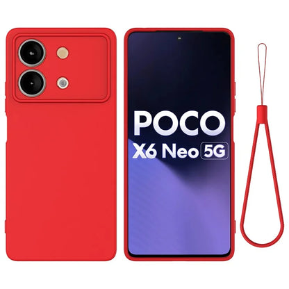 For Xiaomi Poco X6 Neo 5G / Redmi Note 13R Pro 5G Case Liquid Silicone Anti-Scratch Phone Cover with Strap