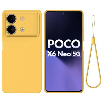 For Xiaomi Poco X6 Neo 5G / Redmi Note 13R Pro 5G Case Liquid Silicone Anti-Scratch Phone Cover with Strap