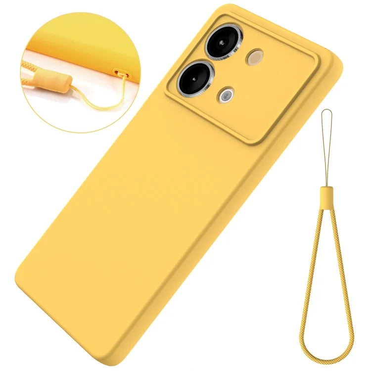 For Xiaomi Poco X6 Neo 5G / Redmi Note 13R Pro 5G Case Liquid Silicone Anti-Scratch Phone Cover with Strap