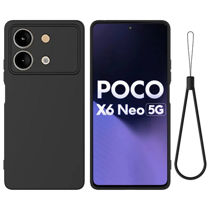 For Xiaomi Poco X6 Neo 5G / Redmi Note 13R Pro 5G Case Liquid Silicone Anti-Scratch Phone Cover with Strap