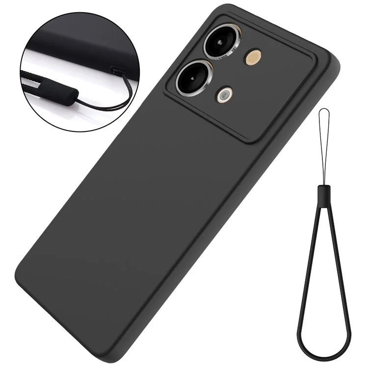 For Xiaomi Poco X6 Neo 5G / Redmi Note 13R Pro 5G Case Liquid Silicone Anti-Scratch Phone Cover with Strap