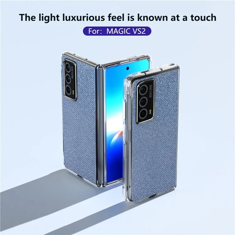 For Honor Magic Vs2 5G Case Rhinestone Texture Leather+PC Anti-Fingerprint Phone Cover