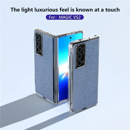 For Honor Magic Vs2 5G Case Rhinestone Texture Leather+PC Anti-Fingerprint Phone Cover