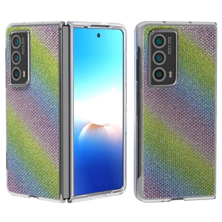 For Honor Magic Vs2 5G Case Rhinestone Texture Leather+PC Anti-Fingerprint Phone Cover