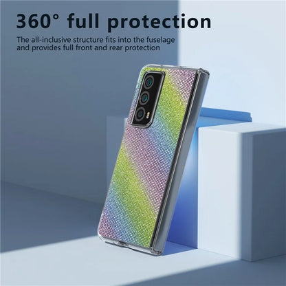 For Honor Magic Vs2 5G Case Rhinestone Texture Leather+PC Anti-Fingerprint Phone Cover