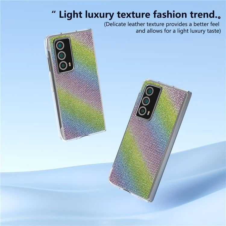 For Honor Magic Vs2 5G Case Rhinestone Texture Leather+PC Anti-Fingerprint Phone Cover