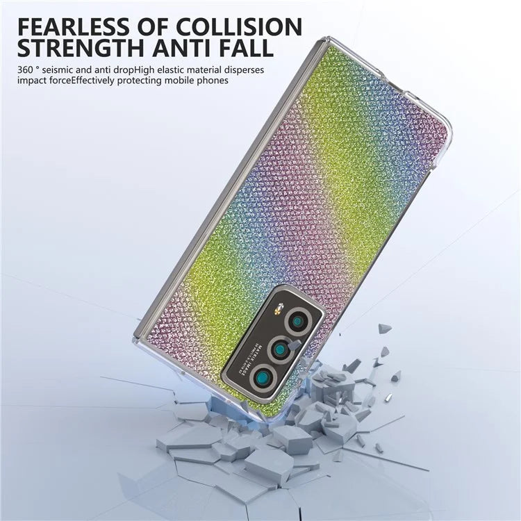 For Honor Magic Vs2 5G Case Rhinestone Texture Leather+PC Anti-Fingerprint Phone Cover