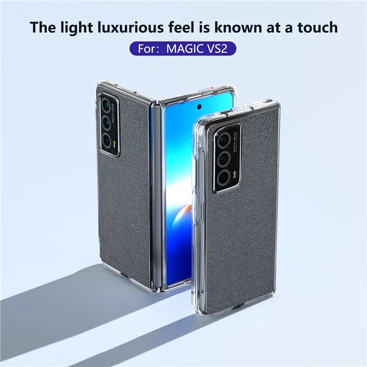 For Honor Magic Vs2 5G Case Rhinestone Texture Leather+PC Anti-Fingerprint Phone Cover