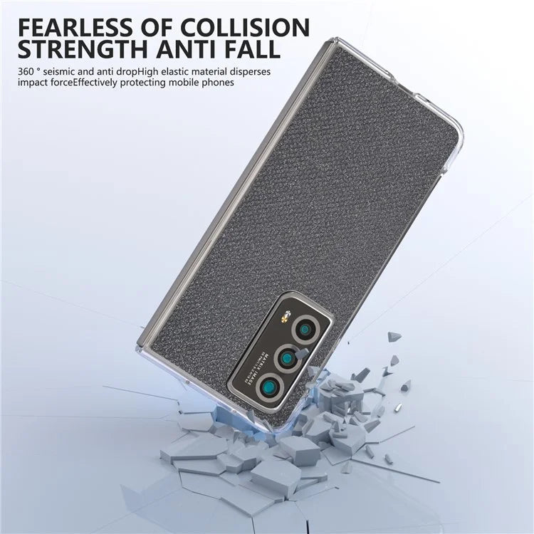 For Honor Magic Vs2 5G Case Rhinestone Texture Leather+PC Anti-Fingerprint Phone Cover
