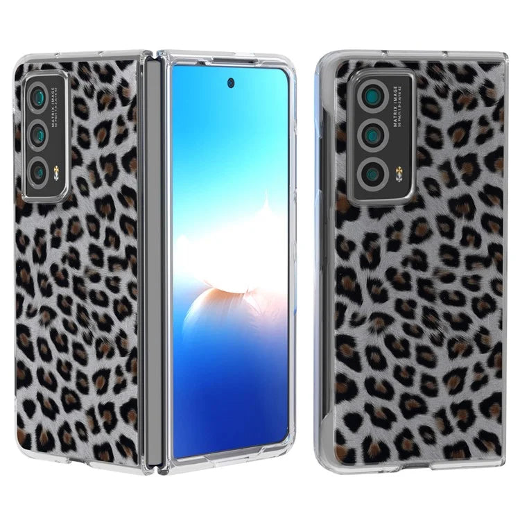 For Honor Magic Vs2 5G Case Non-Slip Grip Leopard Pattern Leather+PC Phone Cover
