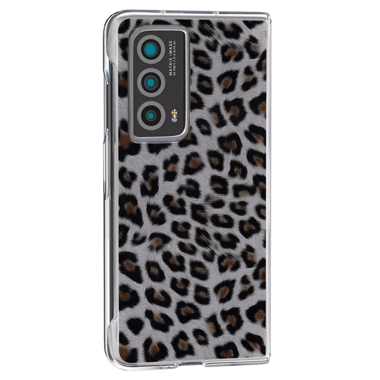 For Honor Magic Vs2 5G Case Non-Slip Grip Leopard Pattern Leather+PC Phone Cover