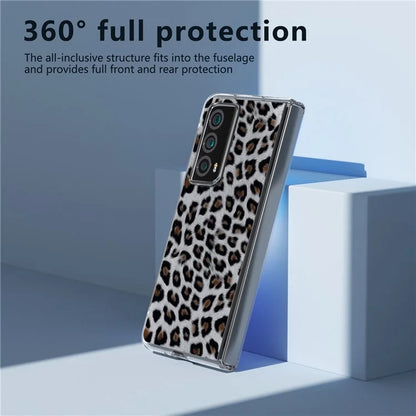 For Honor Magic Vs2 5G Case Non-Slip Grip Leopard Pattern Leather+PC Phone Cover