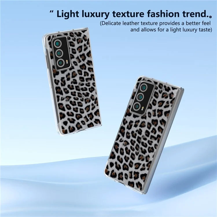 For Honor Magic Vs2 5G Case Non-Slip Grip Leopard Pattern Leather+PC Phone Cover