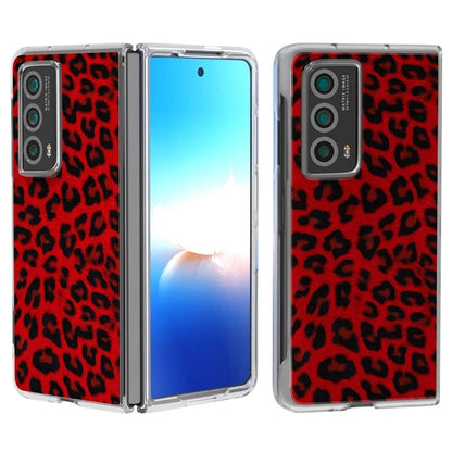 For Honor Magic Vs2 5G Case Non-Slip Grip Leopard Pattern Leather+PC Phone Cover