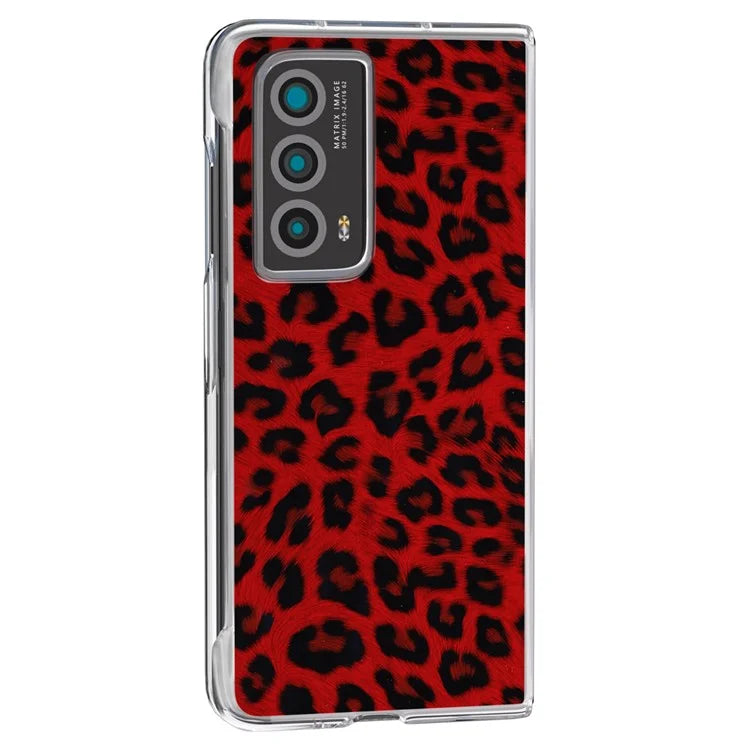 For Honor Magic Vs2 5G Case Non-Slip Grip Leopard Pattern Leather+PC Phone Cover