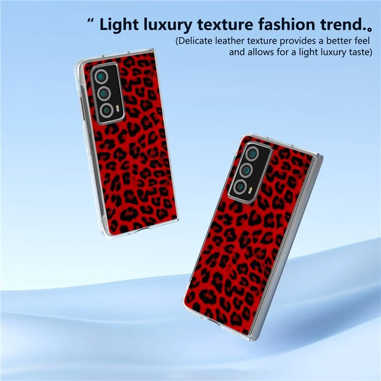 For Honor Magic Vs2 5G Case Non-Slip Grip Leopard Pattern Leather+PC Phone Cover