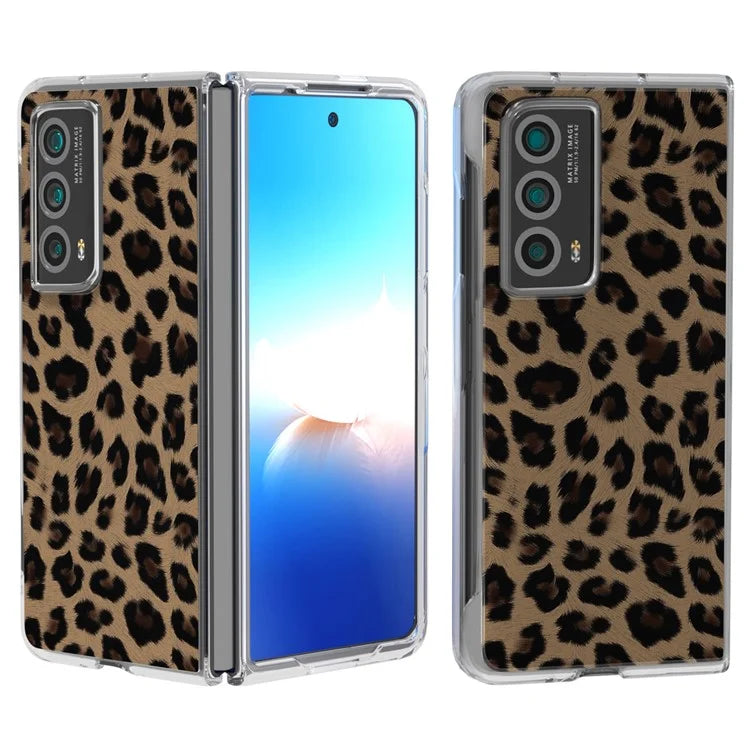 For Honor Magic Vs2 5G Case Non-Slip Grip Leopard Pattern Leather+PC Phone Cover