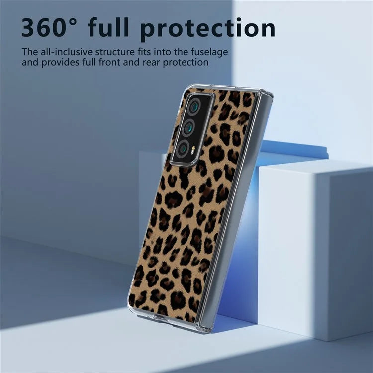 For Honor Magic Vs2 5G Case Non-Slip Grip Leopard Pattern Leather+PC Phone Cover