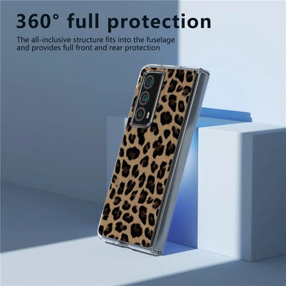 For Honor Magic Vs2 5G Case Non-Slip Grip Leopard Pattern Leather+PC Phone Cover
