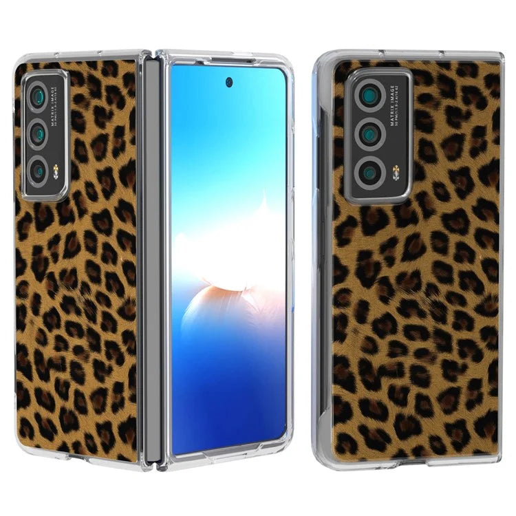 For Honor Magic Vs2 5G Case Non-Slip Grip Leopard Pattern Leather+PC Phone Cover