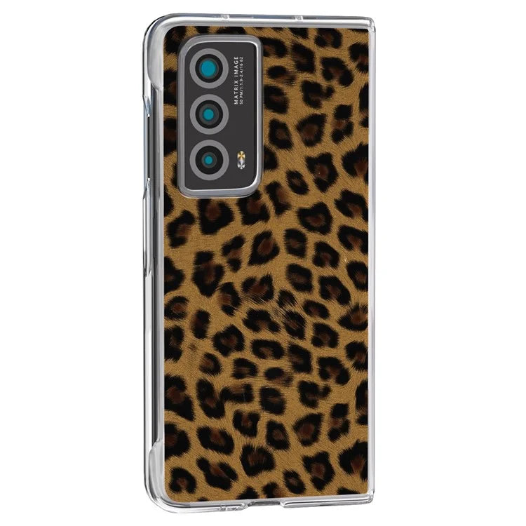For Honor Magic Vs2 5G Case Non-Slip Grip Leopard Pattern Leather+PC Phone Cover