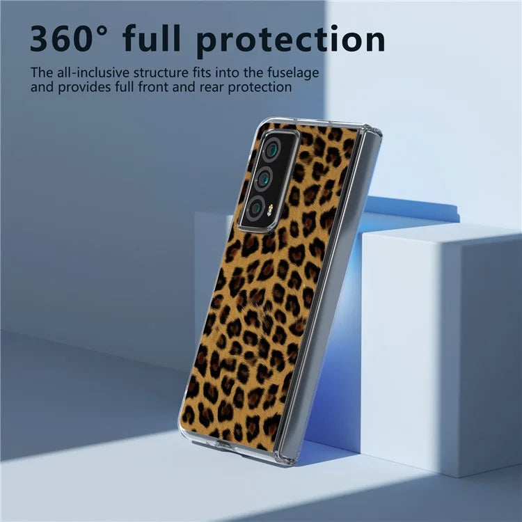 For Honor Magic Vs2 5G Case Non-Slip Grip Leopard Pattern Leather+PC Phone Cover