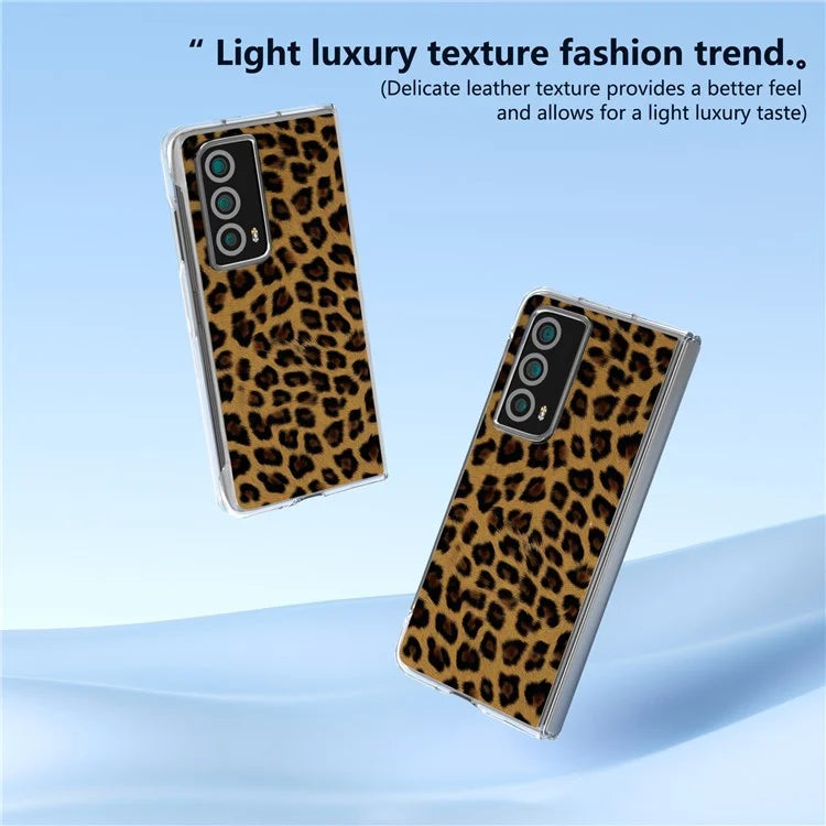 For Honor Magic Vs2 5G Case Non-Slip Grip Leopard Pattern Leather+PC Phone Cover
