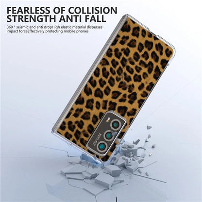 For Honor Magic Vs2 5G Case Non-Slip Grip Leopard Pattern Leather+PC Phone Cover