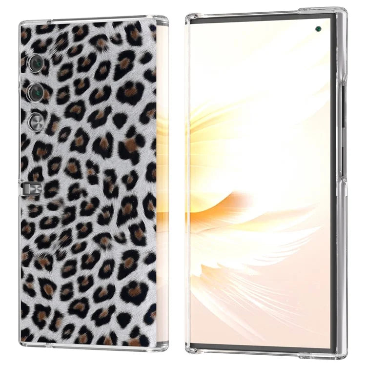 For Honor V Purse Case Leopard Pattern Leather+PC Matte Edge Protective Phone Cover