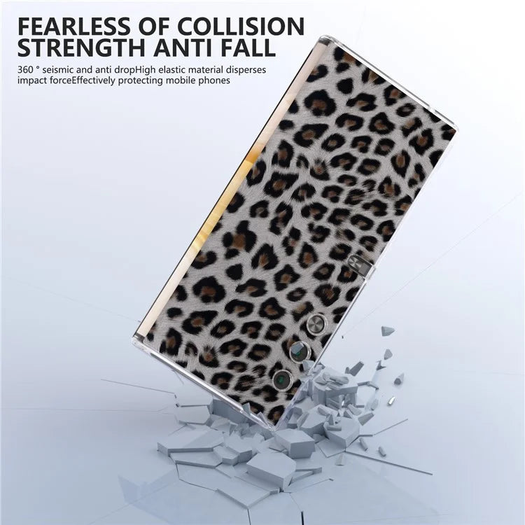 For Honor V Purse Case Leopard Pattern Leather+PC Matte Edge Protective Phone Cover